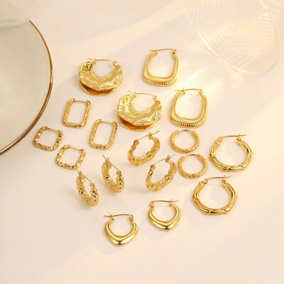 quality 18K Vacuum Gold-Plated Fashion Stainless Steel Round Earring Female Geometric Earrings factory