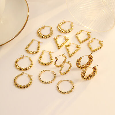 quality 18K Vacuum Gold-Plated Fashion Stainless Steel Round Earring Female Geometric Earrings factory