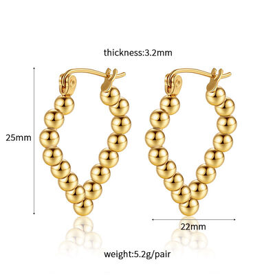 quality 18K Vacuum Gold-Plated Fashion Stainless Steel Round Earring Female Geometric Earrings factory