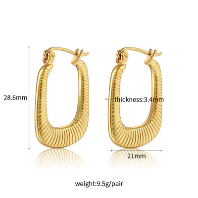 quality 18K Vacuum Gold-Plated Fashion Stainless Steel Round Earring Female Geometric Earrings factory