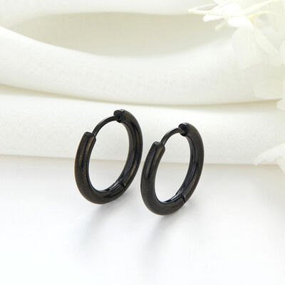 quality 16mm Gun Black Plated Huggie Wholesale Stainless Steel Huggie Hoop Earrings factory