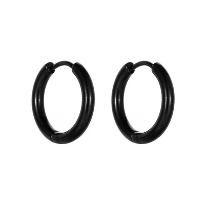 quality 16mm Gun Black Plated Huggie Wholesale Stainless Steel Huggie Hoop Earrings factory