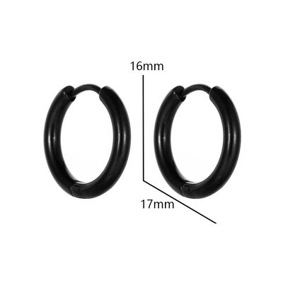 quality 16mm Gun Black Plated Huggie Wholesale Stainless Steel Huggie Hoop Earrings factory