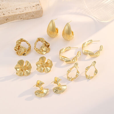 quality Jiexing Fashion 18k Gold Plated Stainless Steel Earrings Petal C Shaped Irregular Folding Women's Earring Accessories factory