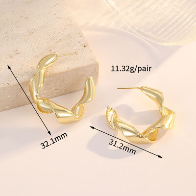 quality Jiexing Fashion 18k Gold Plated Stainless Steel Earrings Petal C Shaped Irregular Folding Women's Earring Accessories factory