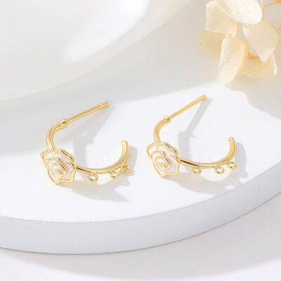 quality Diy 14K Gold Zircon Pearl Holder C Shaped Circular Semi Circular Saturn Studs Silver Needle Semi Finished Earrings Accessories factory
