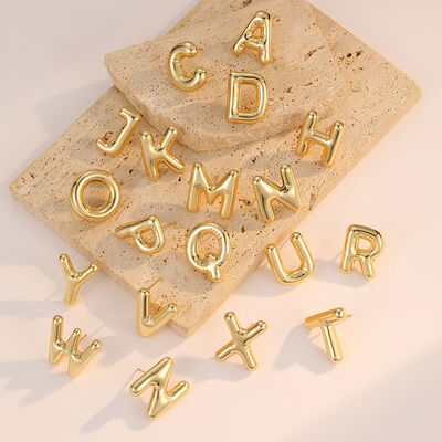 quality Jiexing Hot Selling 14K Gold Plated 925 Silver Needles A-Z Studs Smooth Surface Bubbles 26 English Letter Earrings factory