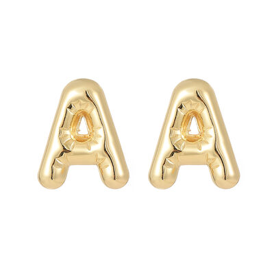 quality Jiexing Hot Selling 14K Gold Plated 925 Silver Needles A-Z Studs Smooth Surface Bubbles 26 English Letter Earrings factory