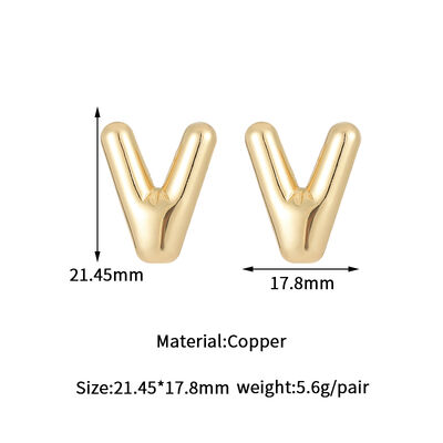 quality Jiexing Hot Selling 14K Gold Plated 925 Silver Needles A-Z Studs Smooth Surface Bubbles 26 English Letter Earrings factory