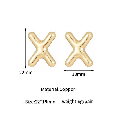 quality Jiexing Hot Selling 14K Gold Plated 925 Silver Needles A-Z Studs Smooth Surface Bubbles 26 English Letter Earrings factory
