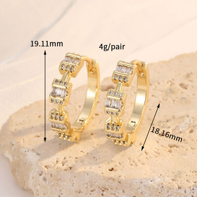 quality Jiexing Jewelry Brass Plated 14K Gold Zircon Earrings Heart Fashion Women's Bead Hoop Earring factory