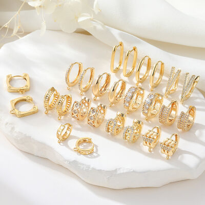 quality Wholesale Fashion U Shape Geometric Ear Studs 14K Zircon Earrings DIY Hoop Earrings Women's Earrings Accessories factory