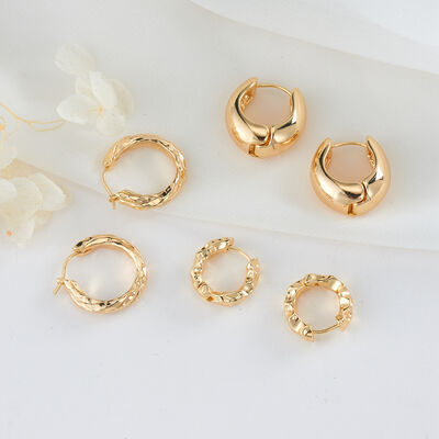 quality Fashion Brass 14K Gold Plated Irregular Wavy Surface Geometric Round Women's Jewelry Earrings factory