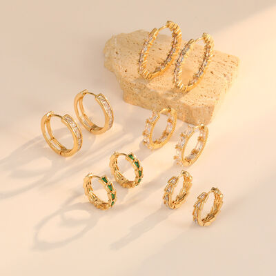 quality High Quality Gold Plated Brass Earrings Colored Zircon Earrings Fashion Women's Earrings Jewelry Accessories factory