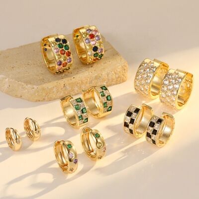 quality Fashionable Gold-plated Designer Earrings Hypoallergenic Silver Pin Geometric Zircon Earrings for Women Zircon Hoop Earrings factory