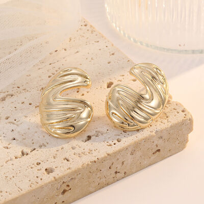 quality Wholesale 14K Gold Flower Women's Earrings Heart Shaped Irregular Tassel Chain Pleated Fashion Jewelry Studs Earring factory