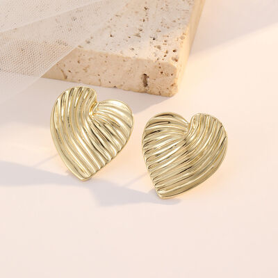 quality Wholesale 14K Gold Flower Women's Earrings Heart Shaped Irregular Tassel Chain Pleated Fashion Jewelry Studs Earring factory