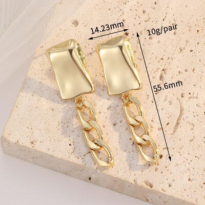 quality Wholesale 14K Gold Flower Women's Earrings Heart Shaped Irregular Tassel Chain Pleated Fashion Jewelry Studs Earring factory