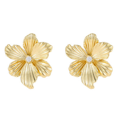 quality Wholesale 14K Gold Flower Women's Earrings Heart Shaped Irregular Tassel Chain Pleated Fashion Jewelry Studs Earring factory