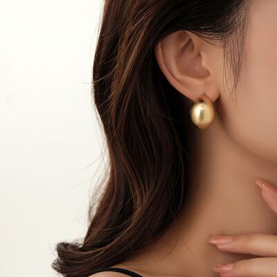 quality Wholesale Fashion Brushed Hollow Women's Earring Crescent Shaped Earrings 14K Gold Plated C-ring Hollow Studs factory