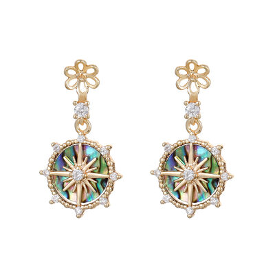 quality DIY Earring Accessories Star Pearl Earrings 14k Jewelry Empty Holder Silver Needle Abalone Earrings factory