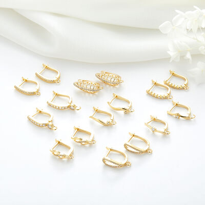 quality Wholesale Dangle Earrings Jewelry Accessories 14K Gold Plated Brass Cubic Zirconia Earring Hooks Findings for Jewellery Making factory