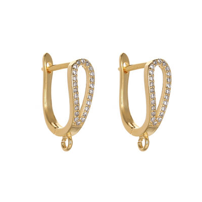 quality Wholesale Dangle Earrings Jewelry Accessories 14K Gold Plated Brass Cubic Zirconia Earring Hooks Findings for Jewellery Making factory