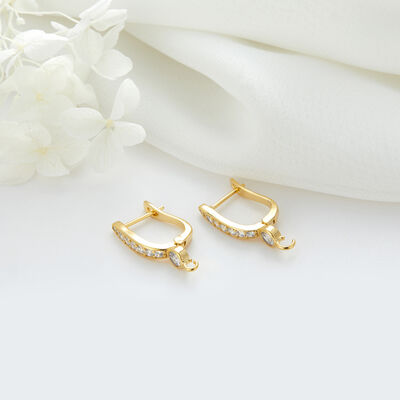 quality Wholesale Dangle Earrings Jewelry Accessories 14K Gold Plated Brass Cubic Zirconia Earring Hooks Findings for Jewellery Making factory