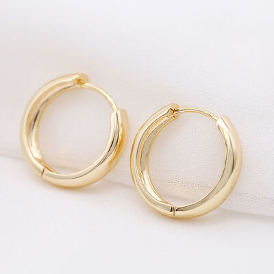quality Jewelry Findings Wholesale Simple Design Round Shape 14K Gold Plated Thick Initial Huggie Hoop Earrings factory