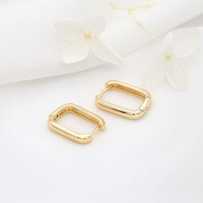 quality Simple Deign Brass 14K Gold Plated Rectangle Shape Hoop Earrings Jewelry DIY factory
