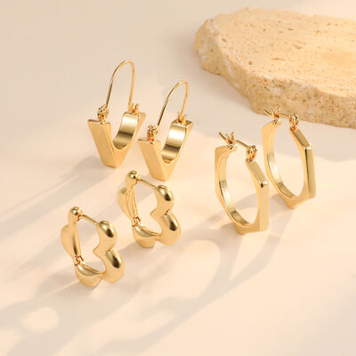 Quality Fashion Light Luxury Earring for Women Pentagonal Geometric  Shaped  Ear Hooks French Retro Gold Plated Earrings Wholesale factory