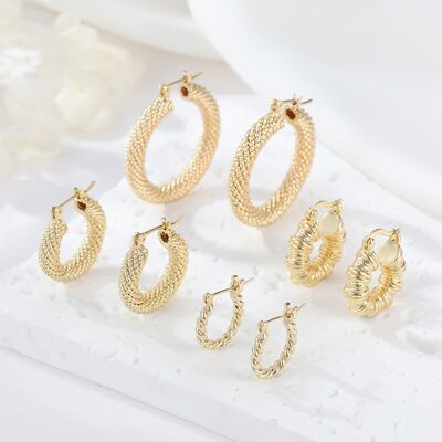 quality High Fashion Womens Jewellery Chunky 14K Gold Textured Hoop Earrings for Women Girls factory