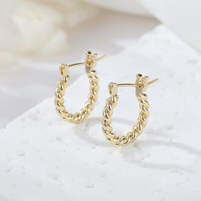 quality High Fashion Womens Jewellery Chunky 14K Gold Textured Hoop Earrings for Women Girls factory
