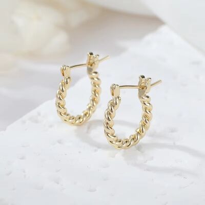 quality High Fashion Womens Jewellery Chunky 14K Gold Textured Hoop Earrings for Women Girls factory
