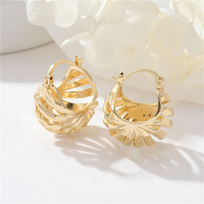 quality Hot Hollow Design Ladies Jewelry Brass 14K Gold Plated Flower Basket Nets Shape Hoop Earrings for Women factory