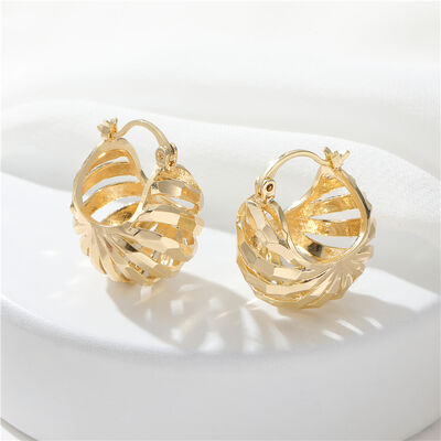 quality Hot Hollow Design Ladies Jewelry Brass 14K Gold Plated Flower Basket Nets Shape Hoop Earrings for Women factory