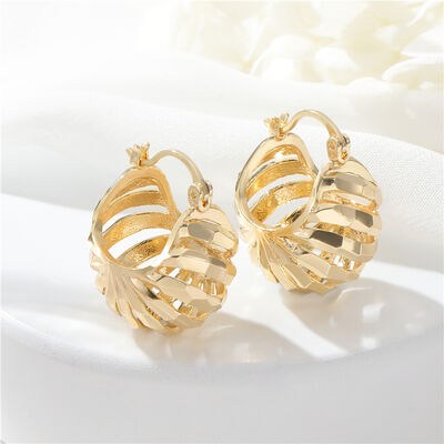 quality Hot Hollow Design Ladies Jewelry Brass 14K Gold Plated Flower Basket Nets Shape Hoop Earrings for Women factory