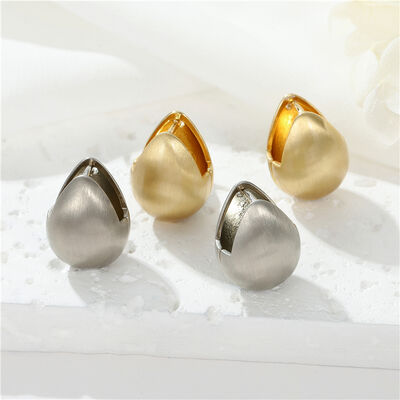 quality Korean Style Fashion Design Brushed Effect Hoop Earrings High Quality Gold Silver Plating for Women factory