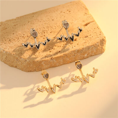 quality Brass 2025 New Love Earrings Heartbeat Frequency Wave Earrings Hypoallergenicity  CZ Women ECG Earrings factory