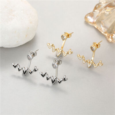 quality Brass 2025 New Love Earrings Heartbeat Frequency Wave Earrings Hypoallergenicity  CZ Women ECG Earrings factory