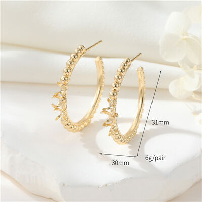 quality Wholesale 14K Gold Plated Earrings Large Hoop Fashion Earrings Hypoallergenicity Women's Ear Stud DIY Earring Accessories factory