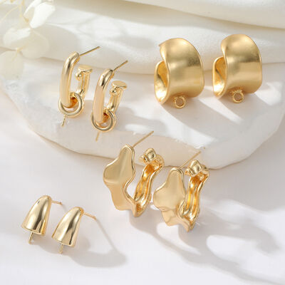 quality Hot Selling Earring Accessories Gold-Plated Curved Glossy C-Shaped Earrings for Women 925 Silver Needle Irregular Earrings factory