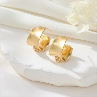 quality Hot Selling Earring Accessories Gold-Plated Curved Glossy C-Shaped Earrings for Women 925 Silver Needle Irregular Earrings factory