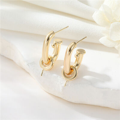 quality Hot Selling Earring Accessories Gold-Plated Curved Glossy C-Shaped Earrings for Women 925 Silver Needle Irregular Earrings factory