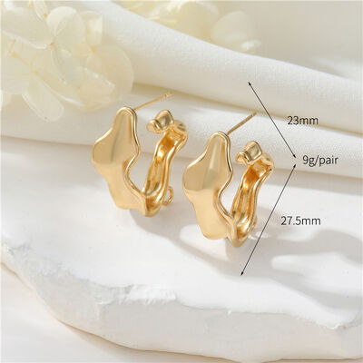 quality Hot Selling Earring Accessories Gold-Plated Curved Glossy C-Shaped Earrings for Women 925 Silver Needle Irregular Earrings factory