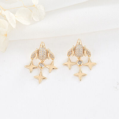 quality Factory Wholesale Fashion Women's Earrings Spaceship Studs Earrings Zircon Cute Rocket Star Jewelry Earring Accessories factory