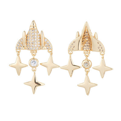 quality Factory Wholesale Fashion Women's Earrings Spaceship Studs Earrings Zircon Cute Rocket Star Jewelry Earring Accessories factory