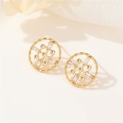 quality Wholesale Jewelry DIY Earring Accessories Heart-shaped Braided Earrings Round Hollow Zircon Paste Pearl  Earring factory