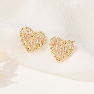 quality Wholesale Jewelry DIY Earring Accessories Heart-shaped Braided Earrings Round Hollow Zircon Paste Pearl  Earring factory