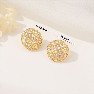 quality Wholesale Jewelry DIY Earring Accessories Heart-shaped Braided Earrings Round Hollow Zircon Paste Pearl  Earring factory